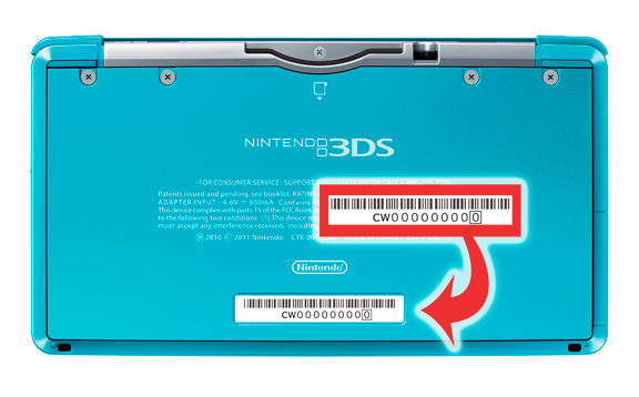 Nintendo 3ds serial number location